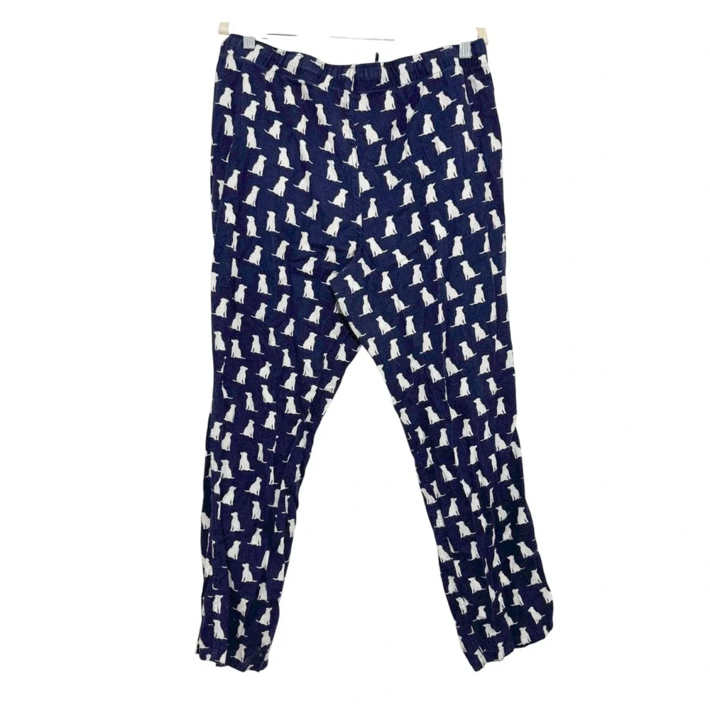J.Crew Mercantile Men Navy Blue Dog Print Cotton Pajama Pants Drawstring Large L